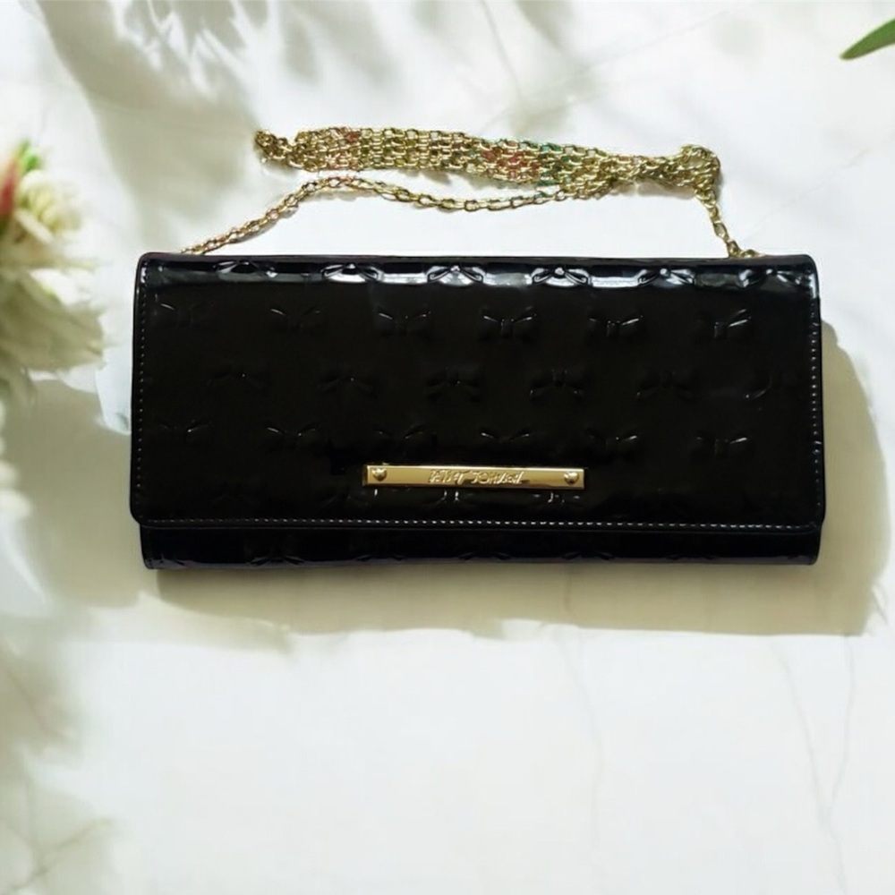 Betsey Johnson Clutch Crossbody Black Patent NWT
